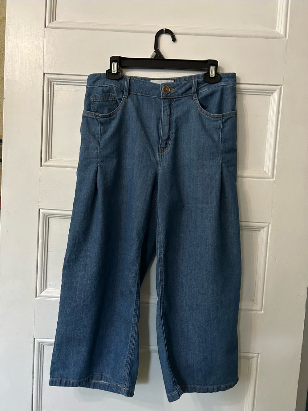 Tribal Relaxed Wide-Leg Jeans — Blue Denim